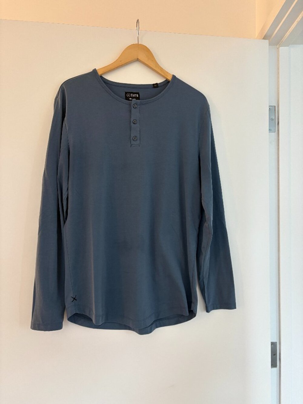 Cuts Clothing AO Long Sleeve Henley - Cadet Blue